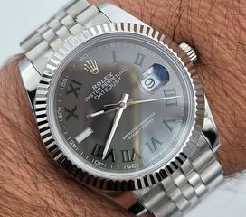 Rolex replica wimbleton datejust 41mm ασημί καντραν αντιγραφη