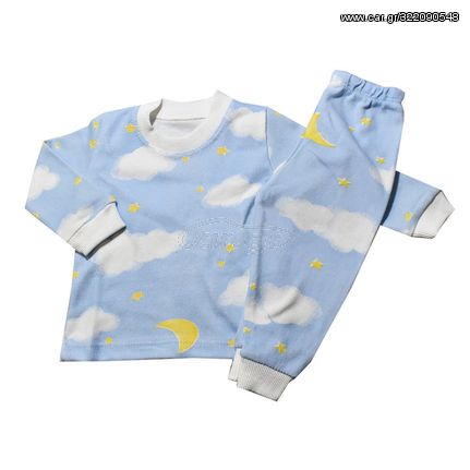 Βρεφική πιτζάμα με συννεφάκι γαλάζιο για αγόρια (3-9 μηνών)