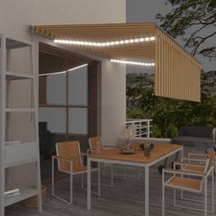 vidaXL Τέντα Συρόμενη Χειροκίνητη με Σκίαστρο Κίτρινο/Λευκό 4x3 μ.