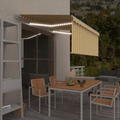 vidaXL Τέντα Συρόμενη Χειροκ. με Σκίαστρο Κίτρινο/Λευκό 3,5x2,5 μ.