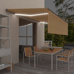 vidaXL Τέντα Συρόμενη Χειροκίνητη με Σκίαστρο Κίτρινο/Λευκό 5x3 μ.