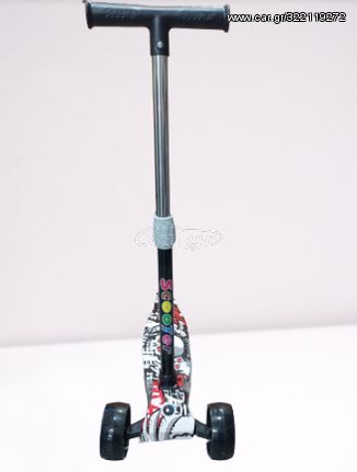 Ηλεκτρικά Πατίνια 2024 Scooter Παιδικό Πατίνι Τρίτροχο grafiti ασπρο-μαυρο