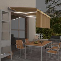 vidaXL Τέντα Συρόμενη Χειροκ. με Σκίαστρο Κίτρινο/Λευκό 3,5x2,5 μ.