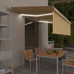 vidaXL Τέντα Συρόμενη Χειροκίνητη με Σκίαστρο Κίτρινο/Λευκό 5x3 μ.