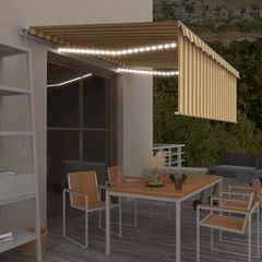 vidaXL Τέντα Συρόμενη Χειροκίνητη με Σκίαστρο Κίτρινο/Λευκό 4x3 μ.