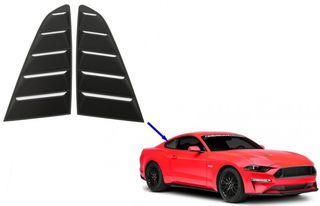 Classic Quarter Side Window Louvers Ford Mustang Mk6 VI Sixth Generation (2015-2019) Matte Black