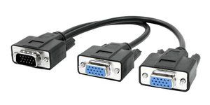 POWERTECH splitter VGA 15pin HD Male σε 2x Female, 0.2m, μαύρο CAB-G014