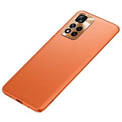 FUKELAI Θήκη Σιλικόνης με Επένδυση (Όψη Δέρματος) για Xiaomi Redmi Note 11 Pro 5G / 4G - Πορτοκαλί