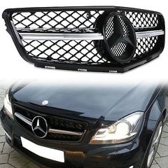 Mercedes W204 AMG Design Μάσκα εμπρός 07-14 Black Chrome  