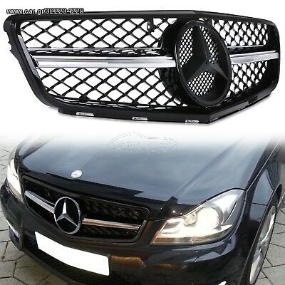 Mercedes W204 AMG Design Μάσκα εμπρός 07-14 Black Chrome  