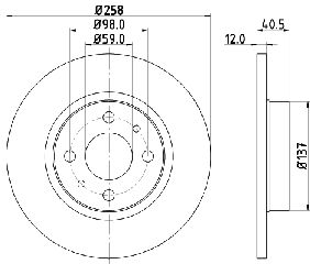 Δισκόπλακα HELLA PAGID 8DD355101621 για Fiat Bravo 1200cc 16Valves 82ps 1998 2000