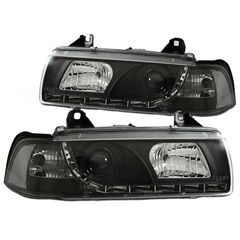 Μπροστινά Φανάρια Set Για Bmw 3 E36 90-99 Coupe / Cabrio DRL  Μαύρα H1/H1 Sonar