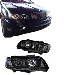 Μπροστινά Φανάρια Set Για Bmw X5 E53 99-03 CCFL Angel Eyes & DRL Μαύρα Xenon D2S/H1 Eagle Eyes