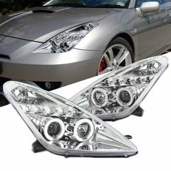 Μπροστινά Φανάρια Set Για Toyota Celica T230 99-05 Angel Eyes & Led Χρωμίου H3/H1 Manual Junyan