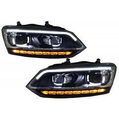 Μπροστινά Φανάρια Set Για Vw Polo 6R/6C 09-17 DRL Passat Matrix Look & Dynamic Φλας H7 Με Μοτέρ Carner