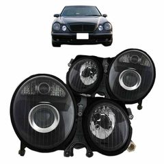 Μπροστινά Φανάρια Set Για Mercedes-Benz E-Class W210 99-02 Projectors Μαύρα H7/H7 Με Ρύθμιση Αέρος Depo