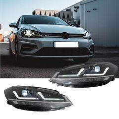 Μπροστινά Φανάρια Set Για Vw Golf VII (7.5) 17-19 DRL Full Led Halogen Version Black LEDHL10-BK Osram Ledriving