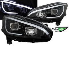 Μπροστινά Φανάρια Set Για Peugeot 208 12-15 DRL Led Tube Μαύρα H11/H1 JunYan-thumb-6
