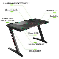 Gaming Γραφείο - Eureka Ergonomic® ERK-EDK-Z2BK-thumb-2