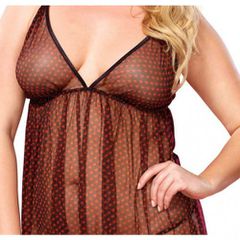 Plus size Chemise with Red Hearts-thumb-2