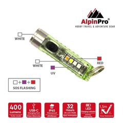 Φακός μπρελόκ AlpinPro Tiny 400 Lumens Green / Πράσινο  / AP-S11-GN_1