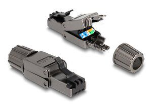 DELOCK βύσμα RJ45 CAT 8.1 STP , tool-free, γκρι (86514)