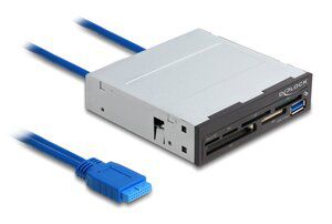 DELOCK USB 19-pin card reader , CF/SD/micro SD/xD/MS/M2/USB, 5Gbps (91759)