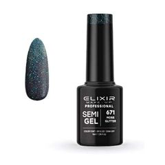 Elixir Professional Semi Gel Ημιμόνιμο Βερνίκι Νυχιών 671 Moss Glitter Έντονο Πράσινο Γκλίτερ 5ml