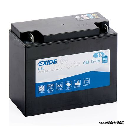 ΜΠΑΤΑΡΙΑ ΜΟΤΟ GEL12-16 12V 16Ah 100A 180x75x165mm GEL EXIDE ΔΕΞΙΑ