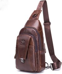 Bull Captain Δερμάτινο τσαντάκι body XB 110 σκούρο καφέ