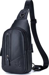 Bull Captain Δερμάτινο τσαντάκι body XB 126 μαύρο