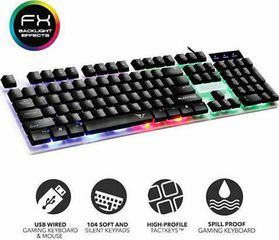 ALCATROZ SPILL PROOF GAMING KEYBOARD WITH BACKLIGHT EFFECTS (US) (XKB300)