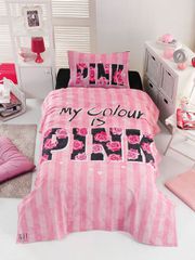 Σετ πάπλωμα μονό Pink Art 6113 διαστάσεων 160x240cm σε ροζ χρώμα
