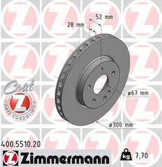 Δισκόπλακα ZIMMERMANN 400551020 για Mercedes-Benz Vito  Van W447 1600cc D 88ps 2014 Σήμερα