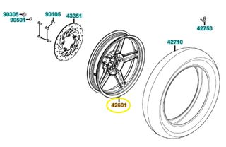 Τροχός Πίσω Kymco Agility.125 16'' City 2008 - 2012 42601-LFC3-E10-NEA