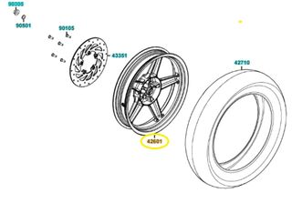 Τροχός Πίσω Μαύρος Kymco Agility.50 2T 16+ 2015 - 2017 42601-ALJ8-E10-N1A