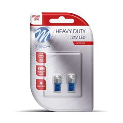 W5W 24V T10 W1,2X9,5D LED 1XHP ΜΠΛΕ ΔΙΑΘΛΑΣΗ (ΚΑΡΦΩΤΟ ΑΚΑΛΥΚΟ) BLISTER M-TECH - 2 ΤΕΜ.