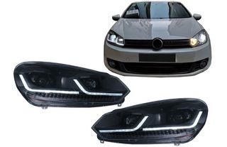 Full LED μπροστινά φανάρια VW Golf 6 2008-2013 G7.5 Look με dynamic τρεχούμενο φλας έτοιμα για τοποθέτηση