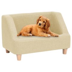 Καναπές - Κρεβάτι Σκύλου Κρεμ 60 x 37 x 39 εκ. Λινό Ύφασμα