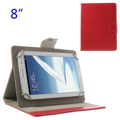 Universal Δερμάτινη Θήκη Βιβλίο με Βάση Στήριξης για iPad Mini 2 / Samsung N5100 N5110 Tablets 8 ιντσών - Κόκκινο