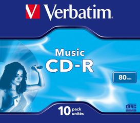 10τεμ. Verbatim CD-R Audio 80min 16x Jewel Case 10mm - 43365