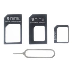 D9ELEMENT Αντάπτορας 4 σε 1 Nano σε Micro / Normal SIM Card Adapter + Eject Pin - Μαύρο