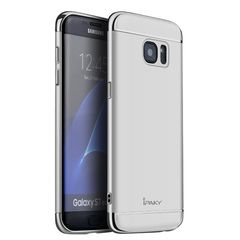 IPAKY Σκληρή Λεπτή Θήκη 3 σε 1 Electroplating για Samsung Galaxy S7 Edge G935 - Ασημί