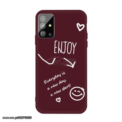 Θήκη Σιλικόνης TPU με Σχέδιο Smile και Άλλες Λέξεις για Samsung Galaxy S20 Plus - Κόκκινο του Κρασιού