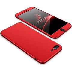 GKK 360 μοιρών Σκληρή Θήκη Ματ με Βελούδινη Υφή Πρόσοψης και Πλάτης για iPhone 8 Plus / 7 Plus - Κόκκινο