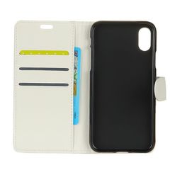 Δερμάτινη Θήκη Πορτοφόλι με Βάση Στήριξης για iPhone X / XS - Λευκό