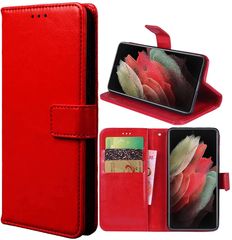 Xiaomi Redmi Note 11 Pro (4G) -  Δερμάτινη Αναδιπλούμενη Book Case με Ενσωματωμένη Θήκη Σιλικόνης – Red (oem)