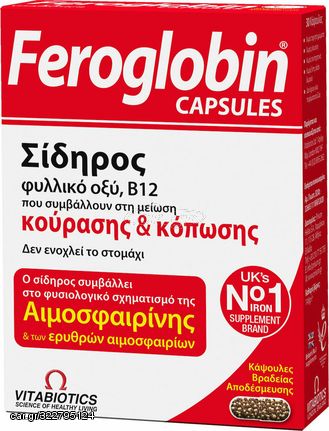 Vitabiotics Feroglobin Slow Release Σίδηρος, Φυλλικό Οξύ και B12 30caps