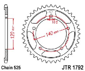 ΓΡΑΝΑΖΙ ΠΙΣΩ ΣΙΔΕΡΕΝΙΟ DL650 V-STROM, DL1000 V-STROM, KLV1000, GSXR600/750/1000,  JTR1792 | JT