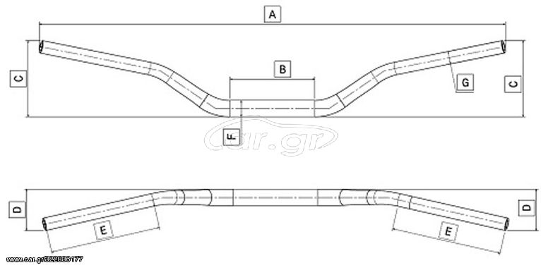 ΤΙΜΟΝΙ MX MEDIUM BEND 22mm ΜΑΥΡΟ 0226.32.10.04 | TOMMASELLI